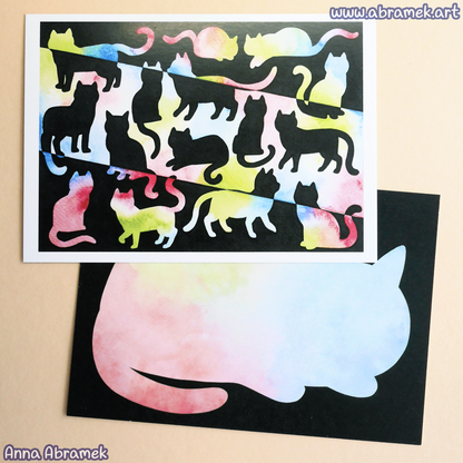 Iridescent Cats Double Sided Postcard