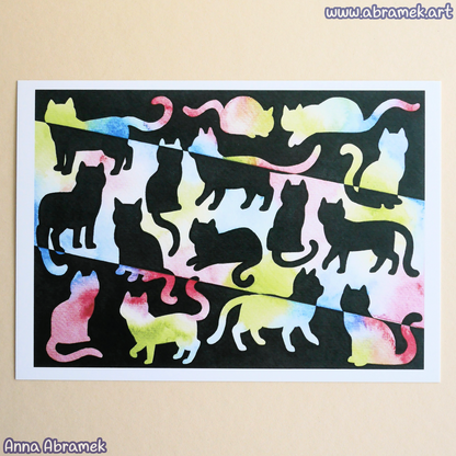 Iridescent Cats Double Sided Postcard