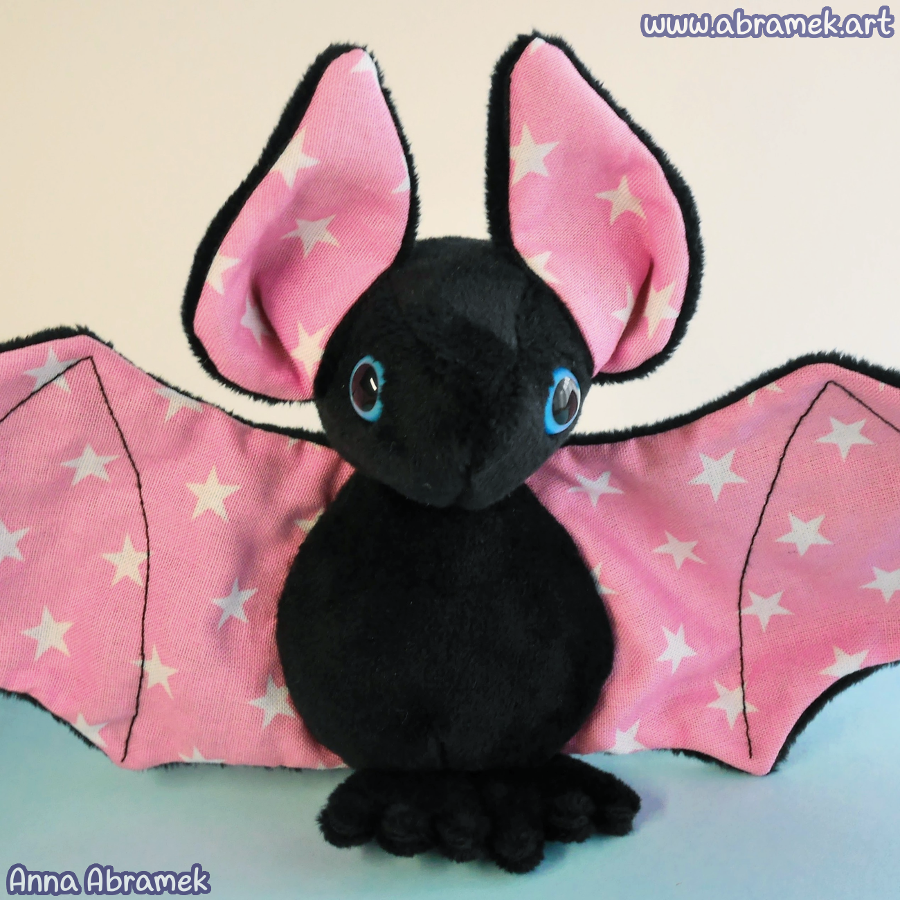 Black And Pink Stars Bat Plush