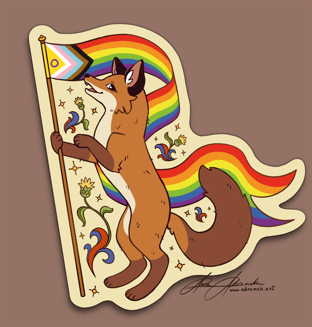 Pride Fox Stickers (Rainbow/Trans Flag)