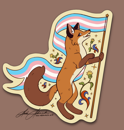 Pride Fox Stickers (Rainbow/Trans Flag)
