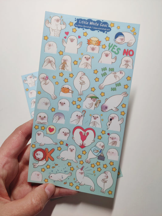 Little White Seal Planner Sticker Sheet