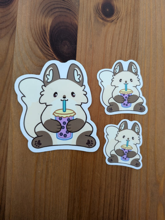 Bubble Tea Lover Fox Sticker