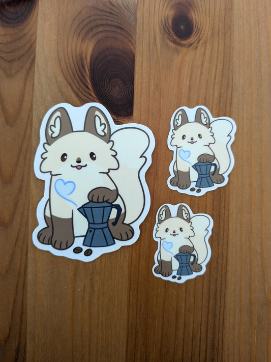 Coffee Lover Fox Sticker