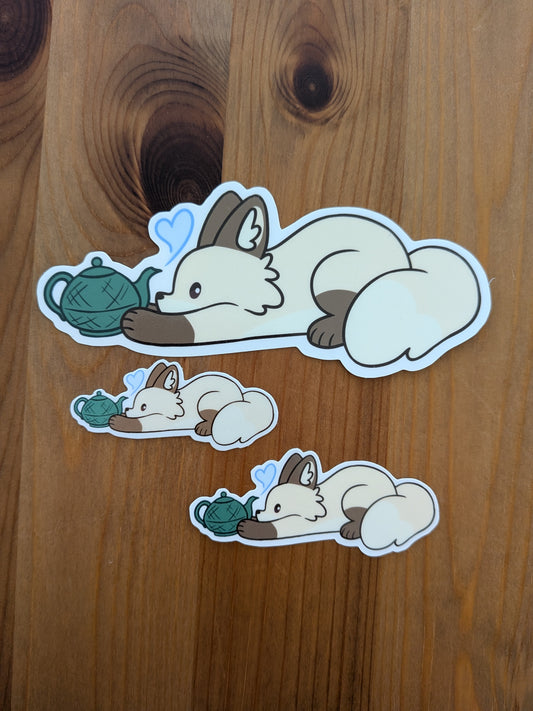 Tea Lover Fox Sticker