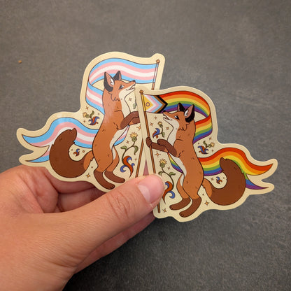 Pride Fox Stickers (Rainbow/Trans Flag)
