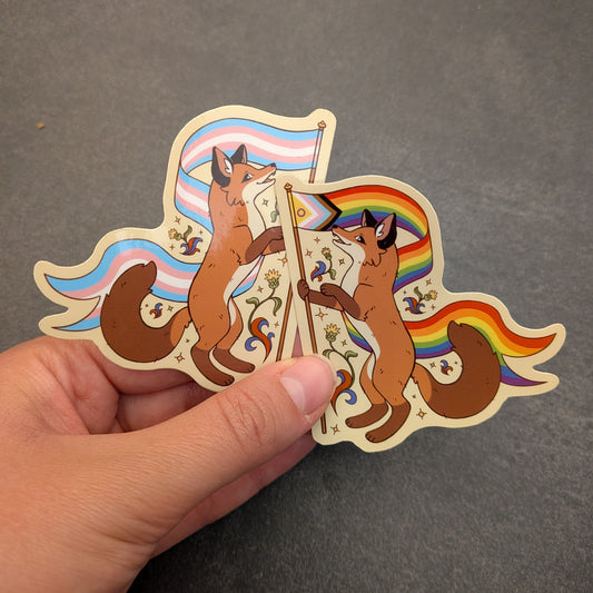 Pride Fox Stickers (Rainbow/Trans Flag)